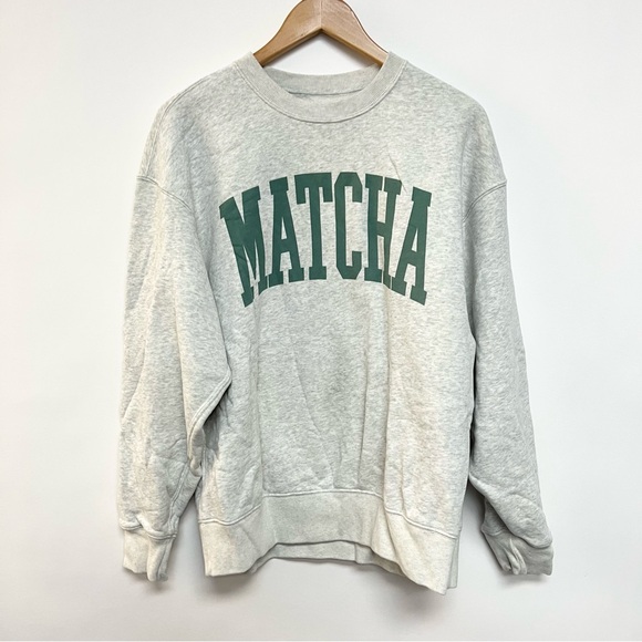 Abercrombie & Fitch MATCHA Pullover Sweatshirt Crew Neck Gray Oversized Small - Picture 2 of 8